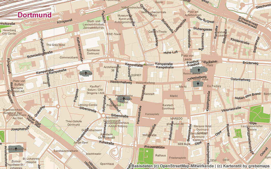 Dortmund, Ortsplan erstellen, Stadtplan erstellen, Karte aus OpenStreetMap-Daten erstellen, Freizeitkarte, touristische Karte, Vektor, Vektorgrafik, AI, Illustrator, Kartengrafik, Karte für Grafiker, AI-Datei, Touristik-Karte, Stadtkarte, Landkarte erstellen, Kartografie, Kartographie
