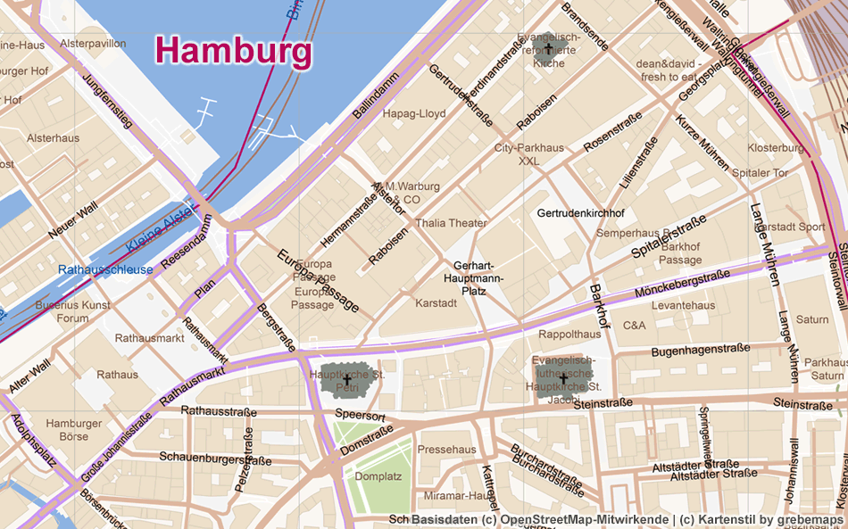 Hamburg, Ortsplan erstellen, Stadtplan erstellen, Karte aus OpenStreetMap-Daten erstellen, Freizeitkarte, touristische Karte, Vektor, Vektorgrafik, AI, Illustrator, Kartengrafik, Karte für Grafiker, AI-Datei, Touristik-Karte, Stadtkarte, Landkarte erstellen, Kartografie, Kartographie