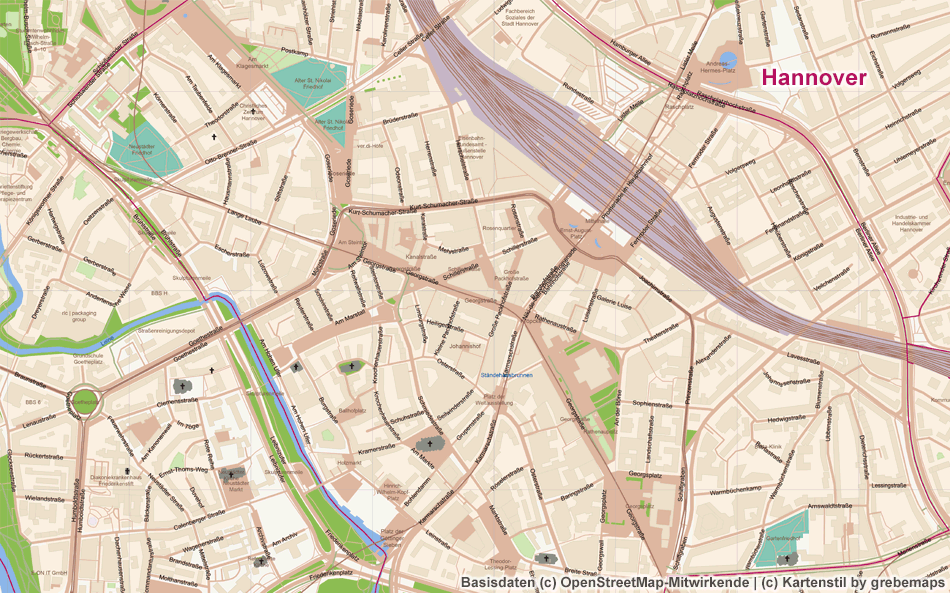 Hannover, Ortsplan erstellen, Stadtplan erstellen, Karte aus OpenStreetMap-Daten erstellen, Freizeitkarte, touristische Karte, Vektor, Vektorgrafik, AI, Illustrator, Kartengrafik, Karte für Grafiker, AI-Datei, Touristik-Karte, Stadtkarte, Landkarte erstellen, Kartografie, Kartographie