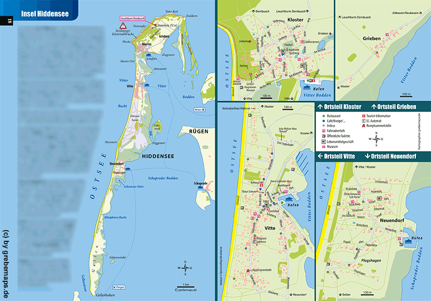 Inselkarte Hiddensee, Insel Hiddensee, Ortsplan erstellen, Stadtplan erstellen, Freizeitkarte, Radkarte, Wanderkarte, Radwanderkarte, Touristik-Karte, touristische Karte, Karte für Tourismus, Illustrator, AI, Vektorgrafik, Kartengrafik, Vektordatei, Datei, OpenStreetMap, Vektor, Vector, erstellen, anfertigen, erzeugen, generieren