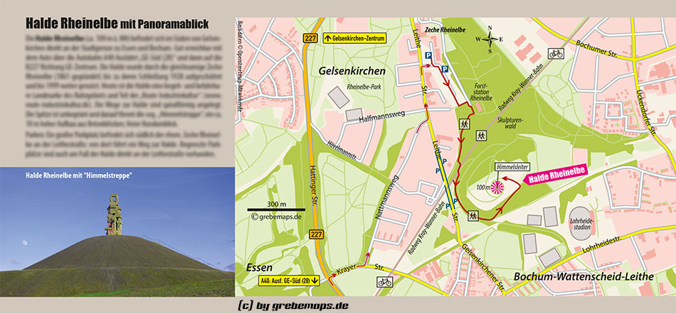 Karte Rheinelbe Gelsenkirchen, TouristMap, Karte mit OpenStreetMap-Daten, Ortsplan erstellen, Touristik-Karte, touristische Karte, Karte für Tourismus, Illustrator, AI, Vektorgrafik, Kartengrafik, Vektordatei, Datei, OpenStreetMap, Vektor, Vector, erstellen, anfertigen, erzeugen, generieren