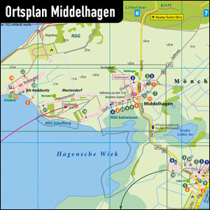 Ortsplan Middelhagen, Ortsplan erstellen, Karte Middelhagen auf Rügen, Vektorkarte, Vektorgrafik, Kartengrafik, Karte aus OpenStreetMap-Daten, Landkarte erstellen, Karte Middelhagen