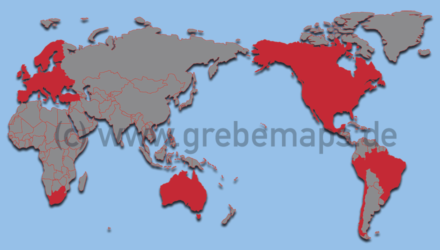 Weltkarte Gall, Karte Welt, Planisphäre Gall, Australien mittig, Weltkarte