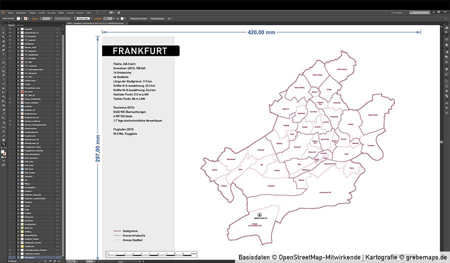 Vektor Karte Frankfurt