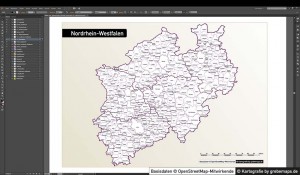 Karte NRW Vektor, Vektor-Karte Nordrhein-Westfalen, Vektor, Illustrator, AI, editierbar, NRW, Nordrhein-Westfalen, Landkreise, Stadtkreise, Gemeinden, Regierungsbezirke, vector map nrw