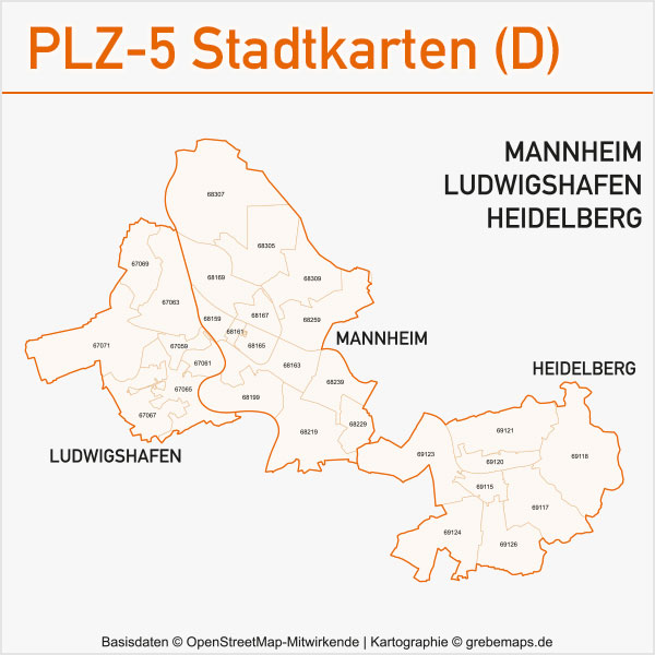 Postleitzahlen-Karten PLZ-5 Vektor Stadtkarten Deutschland, PLZ-Karte 5-stellig, PLZ-5-Karte Vektor Stadt Deutschland, Karte Postleitzahlen 5-stellig
