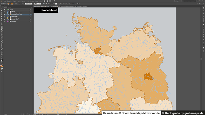 Karte Flüsse Deutschland mit Bundesländern