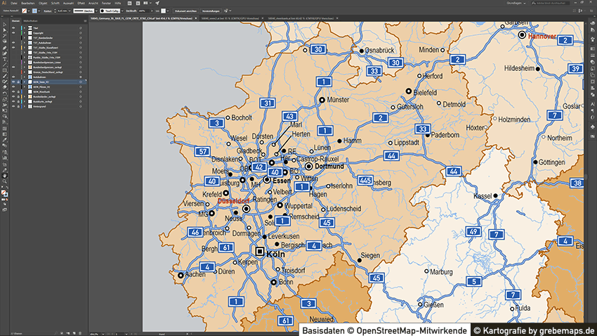 Karte Deutschland Autobahnen Städte Gewässer Bundesländer, Karte Vektor Deutschland Flüssen, Vektorkarte Deutschland Bundesländer, Karte Vektor Deutschland Städte