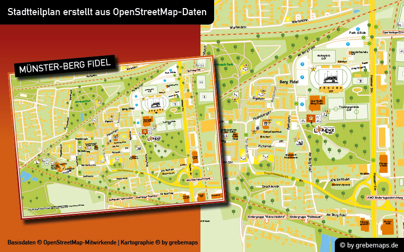 Stadtteilplan erstellen, Ortsplan erstellen, Stadtplan erstellen, Ortsplan aus OpenStreetMap-Daten erstellen, Karte erstellen, Landkarte erstellen