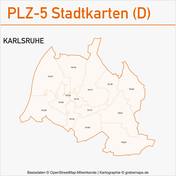 Postleitzahlen-Karten PLZ-5 Vektor Stadtkarten Deutschland, Vektorkarten, AI, editierbar, bearbeitbar, Karte Postleitzahlen, PLZ-Karten Vektor Deutschland Städte
