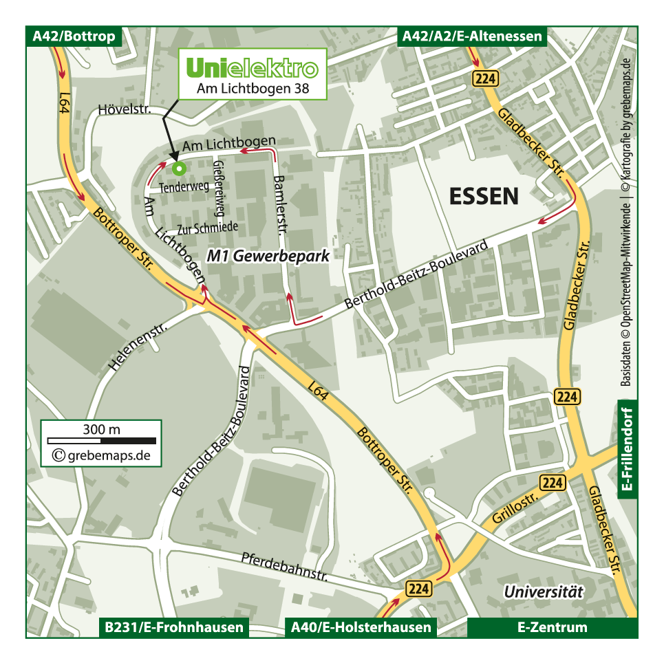 Anfahrtsskizze erstellen Essen UE, Anfahrtskarte erstellen, Lageplan erstellen, Standortkarte erstellen, Anfahrtsplan erstellen