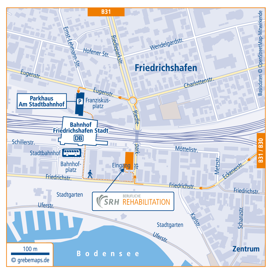 Anfahrtsskizze erstellen Friedrichshafen, Anfahrtskarte erstellen, Lageplan erstellen, Standortkarte erstellen, Anfahrtsplan erstellen