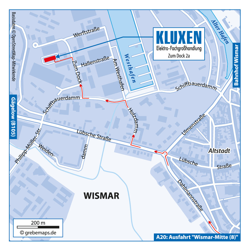 Anfahrtsskizze erstellen Wismar, Anfahrtskarte erstellen, Lageplan erstellen, Standortkarte erstellen, Anfahrtsplan erstellen